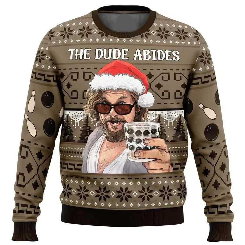 The Dude Abides The Big Lebowski 3D Printed Ugly Christmas 2024 New Fashionable Mens Hoodie Womens Sportswear LX241113