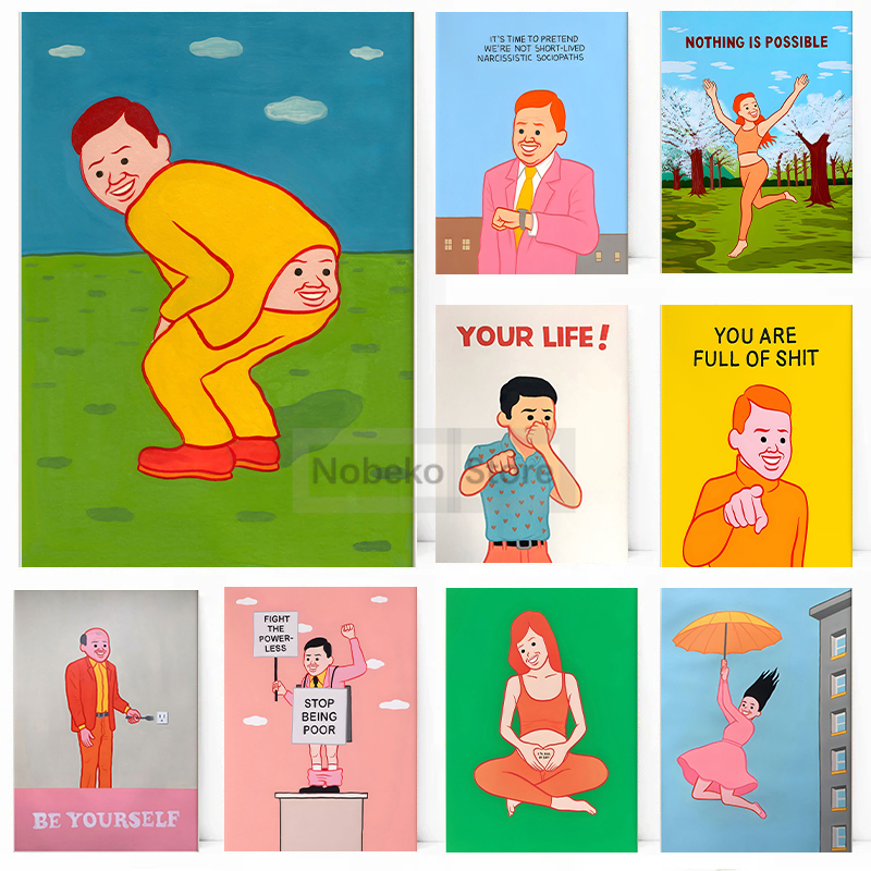 Abstract Funny Joan Cornella Irony Painting Contemporary Humorou Poster Prints Canvas Painting Wall Art Pictures Home Room Decor
