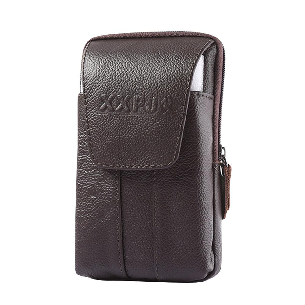 Leather Cowhide Waist Fanny Packs Men Casual Fanny Bum Bag Mobile Phone Pouch smile