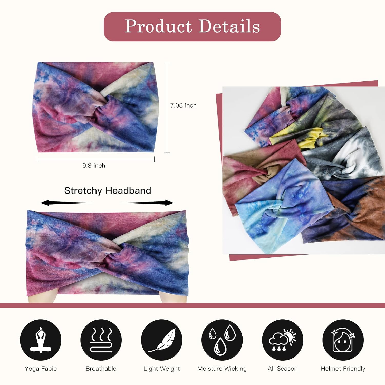 Women Tie Wide For Headbands Dye Extra Large Turban Headband Boho Hairband Hair Twisted Knot Accessories smile