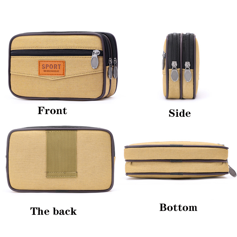 Layer Phone Multi Men Pouch Belt Waist Bag Fanny Pack Canvas Purse Mobile Phone Bag Small Pocket Design Belt ddmysmile Pouch Bag For Phone Smile