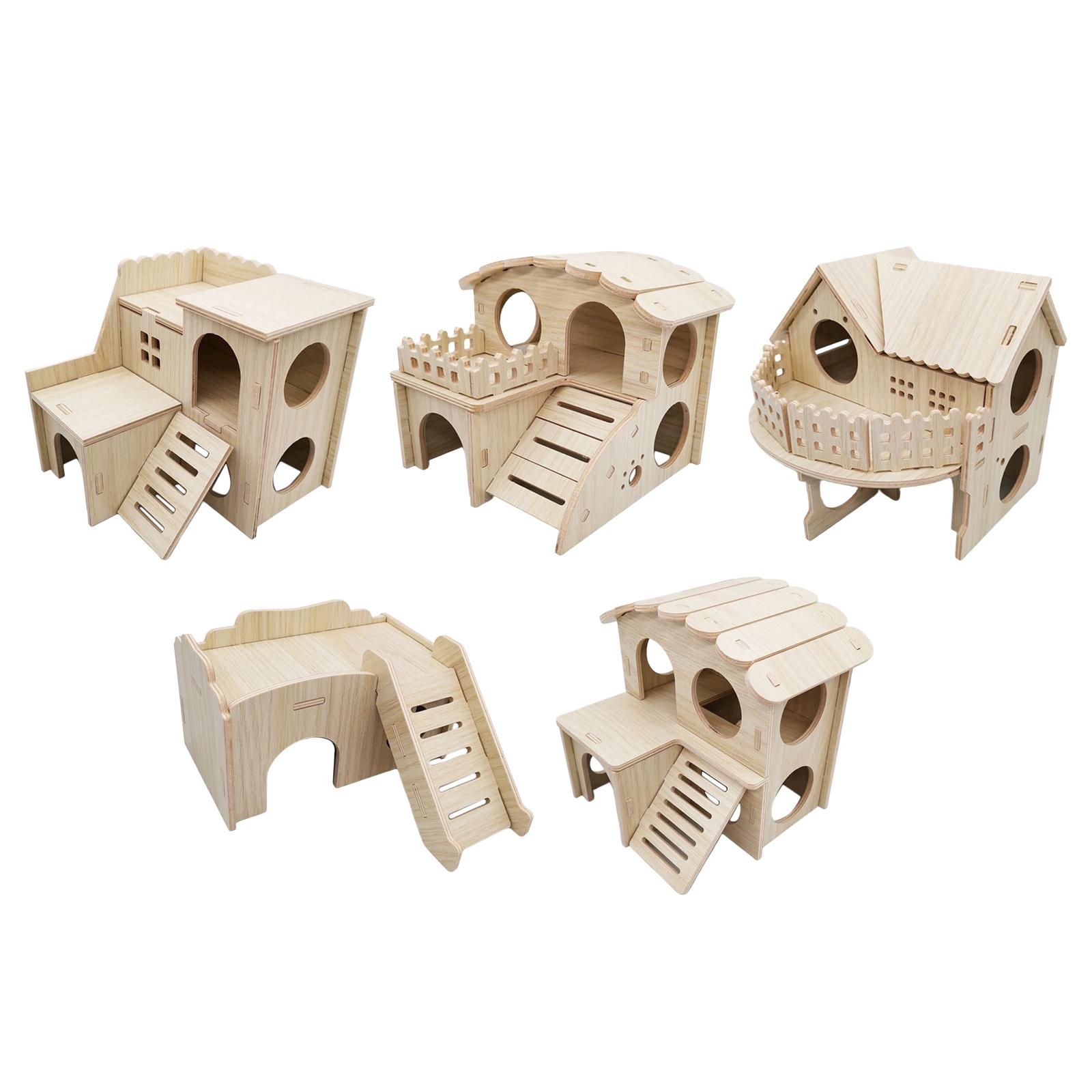 Wooden Hamster House Habitat Decor Gerbil House for Small Pet Hamster Mice