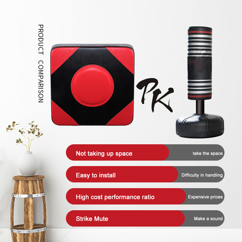 Leather Boxing Target Punch PU Square Wall Target Adjustable Height Boxing Training Sandbag Punching Bag for Martial Arts Karate smile