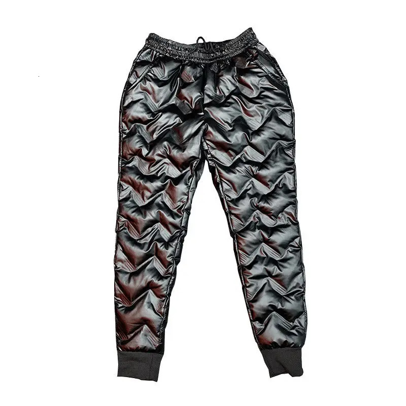 shiny winter down pants thick and warm sports pants casual mens ultra-thin outdoor windproof and waterproof cotton pants 241111