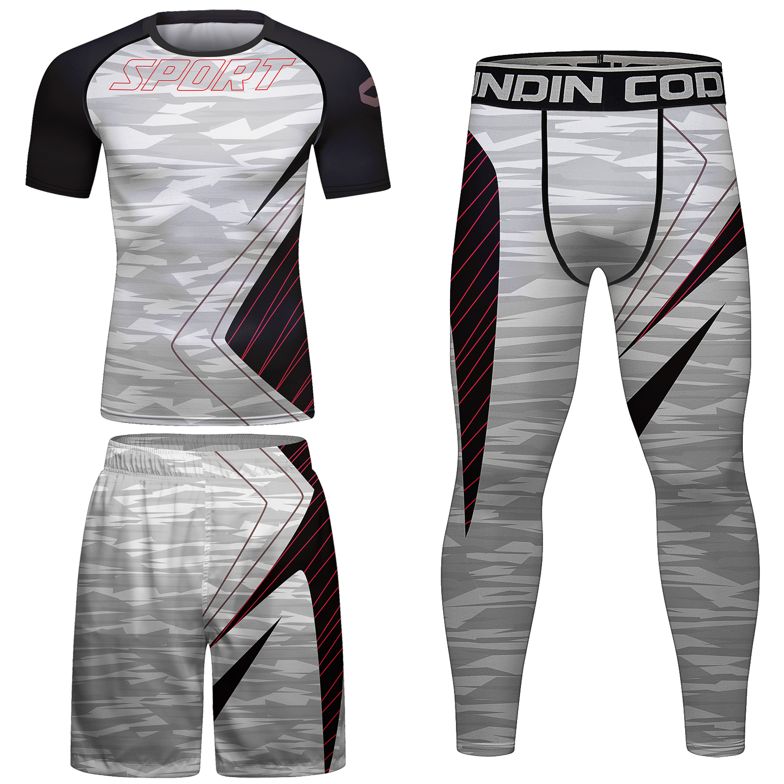 Men's 4pcs Full Set Rash Guard, UV Quick Dry Swim Shirt+Leggings+Trunks, Water Surf Swimsuit Bathing Suits Wetsuit Tracksuit