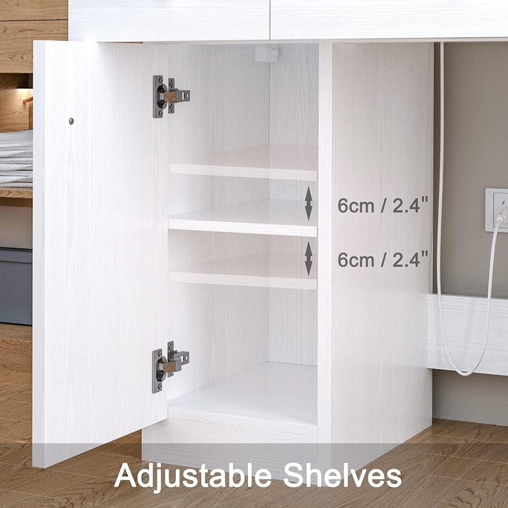Storage Boxes and Organizers for Room Organizer Plastic Box Vanity Desk With LED Lighted Mirror Power Outlet White Dresser