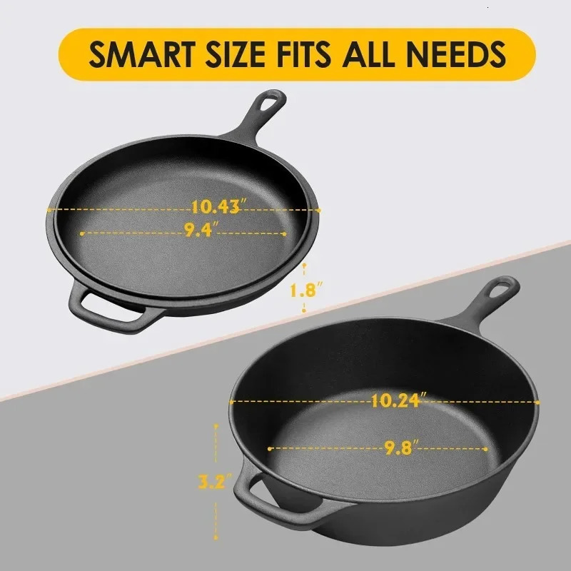 Cast iron Dutch oven pot cooking pot with pan cover cast iron frying pan pot set with double handle indoor and outdoor 241108
