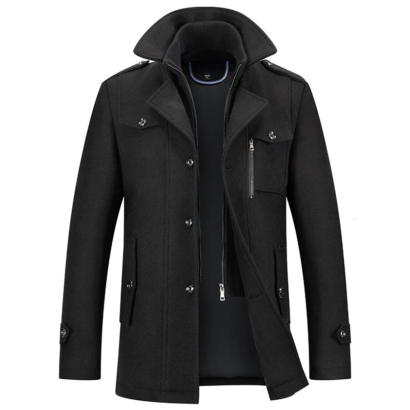 High quality autumn wool blend coat for mens business and leisure lapel jacket for trench wear mens warm wool coat plus size 241112