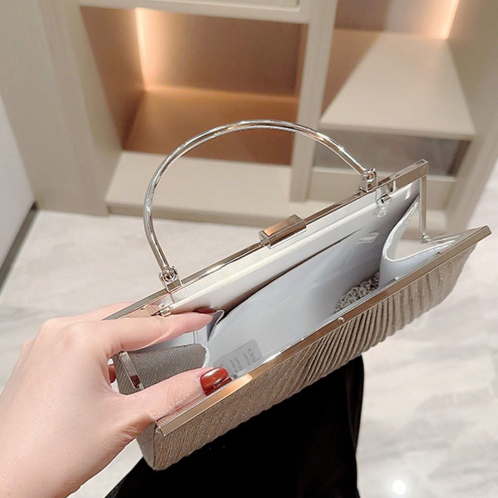 Glitter Evening Banquet Bag Large Capacity Pleated Ladies Clutch Bag Crossbody Bag Shoulder Bag Shell Pattern Handbag Women