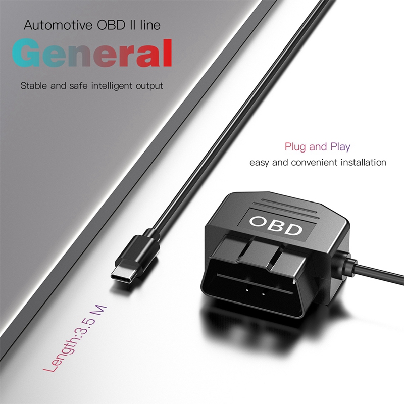 Dash Cam OBD Hardwire Set Kit Dash Camera USB Type C Hardwire Set With OBD Power Cable For Dashcam 12-24V To 5V/3A