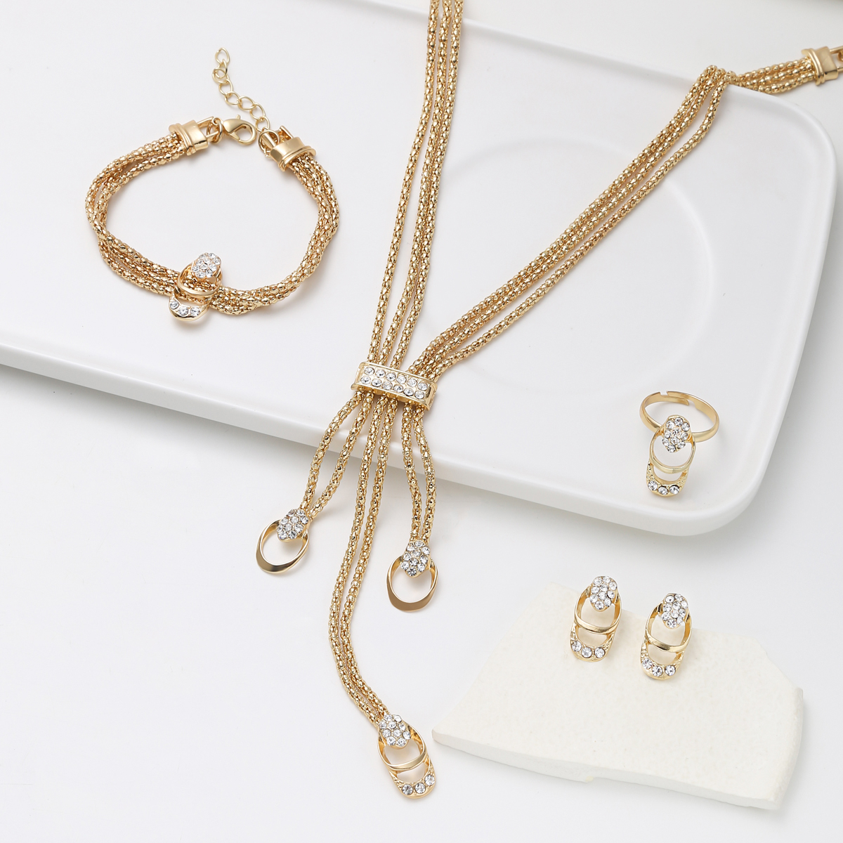 Jewelry Classic Obega Set For Women Elegant Women's Necklaces Rings Bracelets ddmysmile Jewelry Sets Wedding Party Earrings Smile 'S