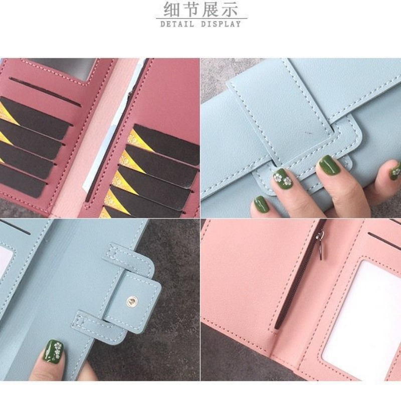 Multifunctional Handbag for Women Ladies Leather Wallet Long Flap High-end Luxury Long Purse Buckle Leather Wallets Card Holder