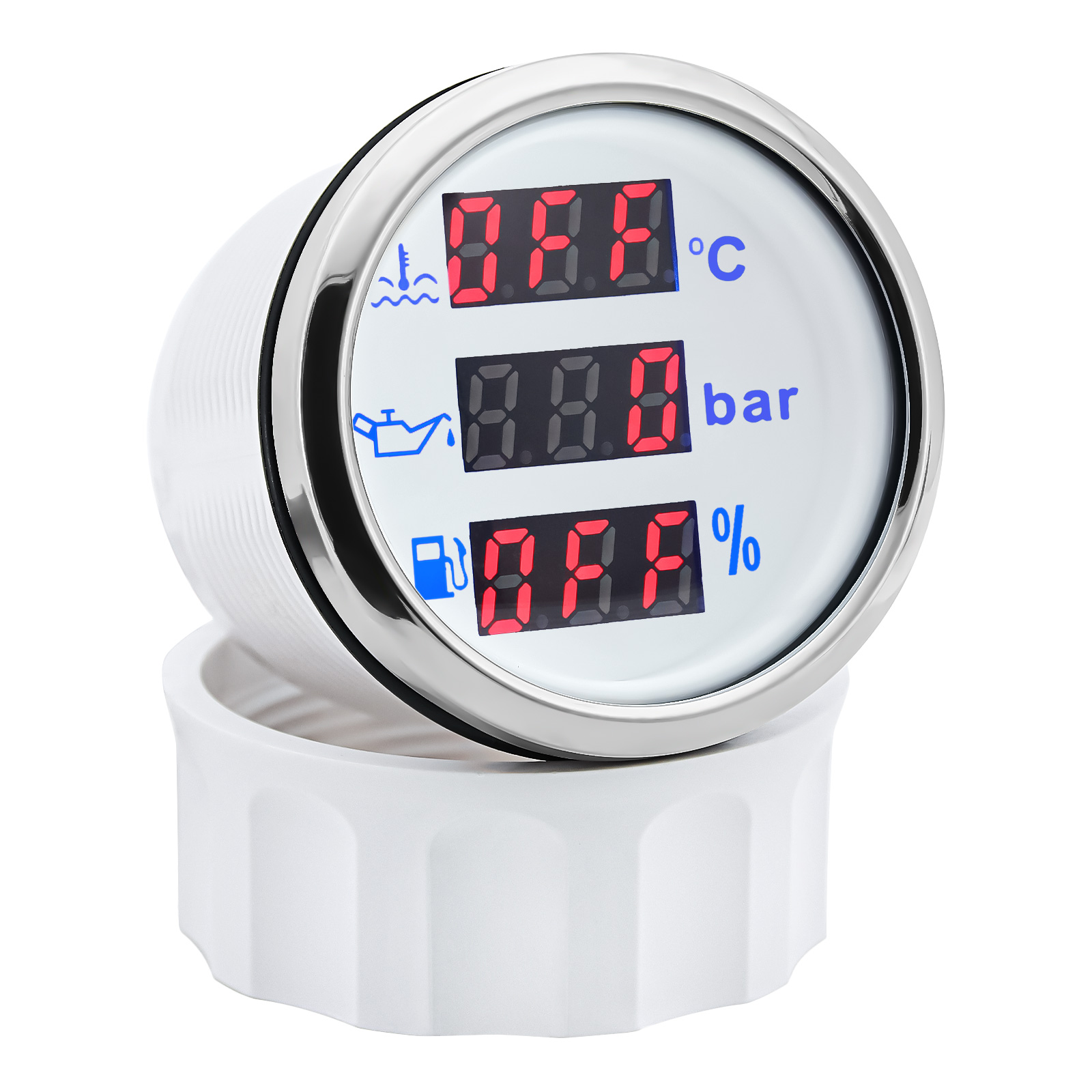 In Digital 1 3 Water Temp Meter+Oil Pressure Meter+Fuel Gauge Red Light 0-190 Ohm ddmysmile 52Mm Gauge With Alarm For Auto Boat 12V 24V Smile Meter+Oi