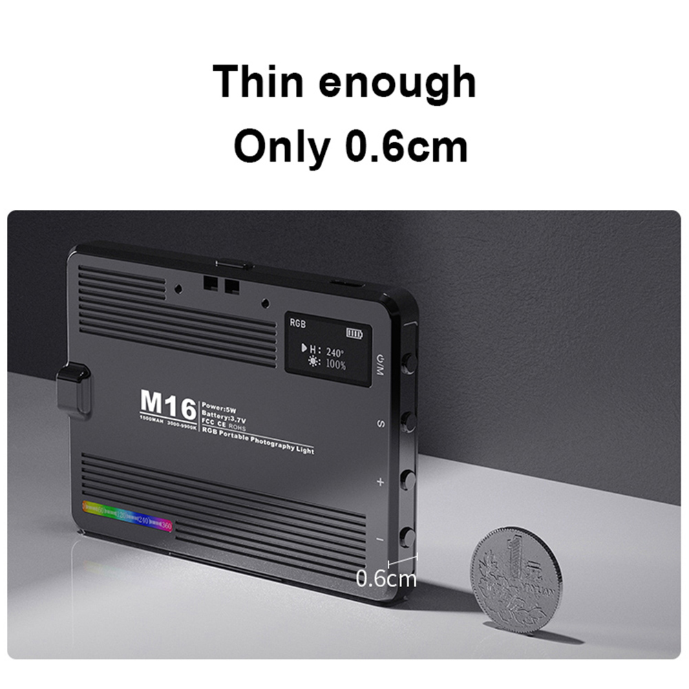 3000-9900K 1500mAh Dimmable Photography Fill-in Lamp LED Video Light Type-C Rechargeable RGB Camera LED Panel Light for Vlogging