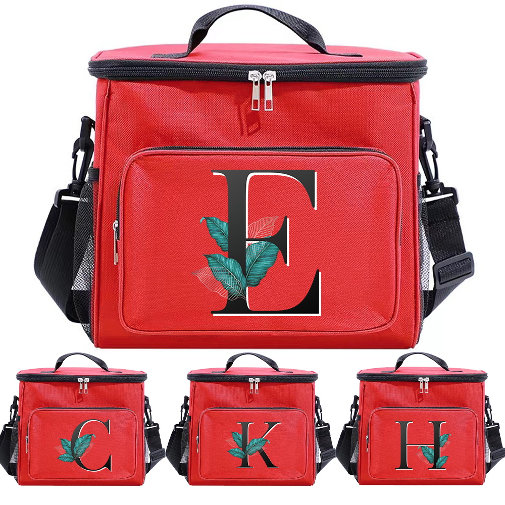 Women Bag Lunch for Thermal and Aesthetic Pink Color Food Storage Organizer Dinner Box Leaf Letter Series Printing 2024 smile