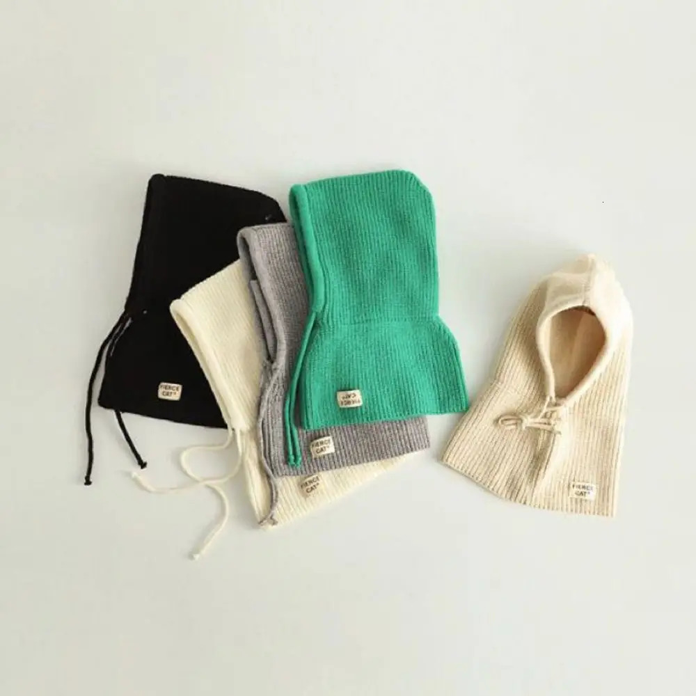 Childrens Knitted Pullover Hat Winter Kids Soft Balaclava Windproof Warmer Girls Sweater Hat Cap Scarf All-in-One Ski Mask Hat 241112