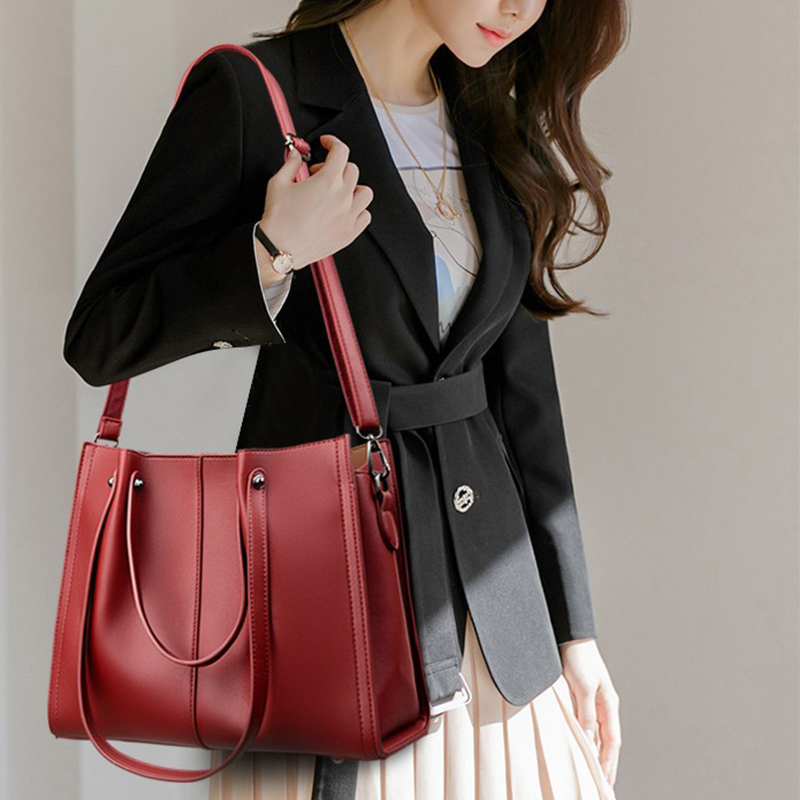 Single-Color Women's Crossover Tote: Spacious & Versatile 2024 Carryall Bag