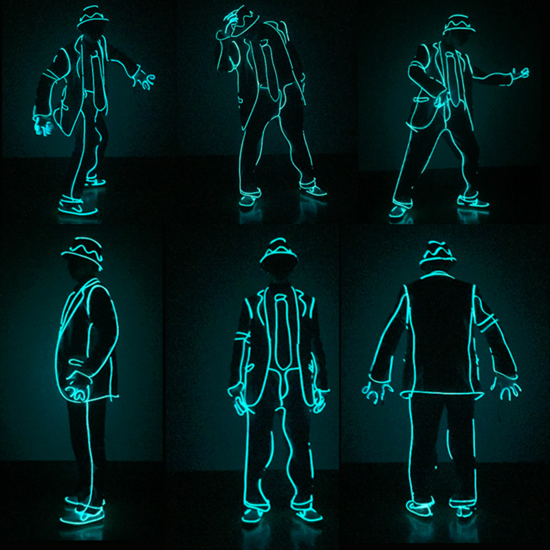 Wire Glowing EL DIY Clothes Costume Performence Dance Supplies Lumionous ddmysmile Clothing Costume Hiohop Street Dance Props Smile