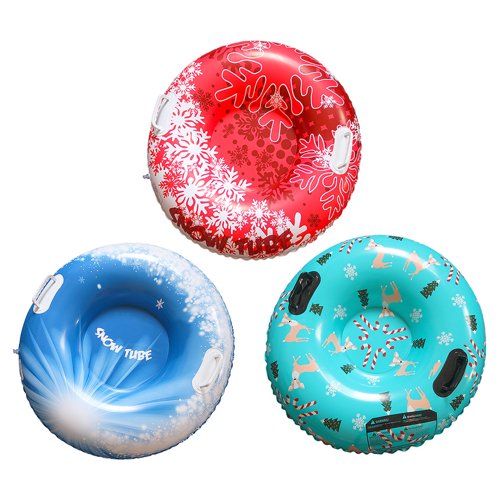 Inflatable Ski Snow Tubes with Handle Floated Skiing Board 80cm PVC Cold-Resistant for Winter Outdoor Sports