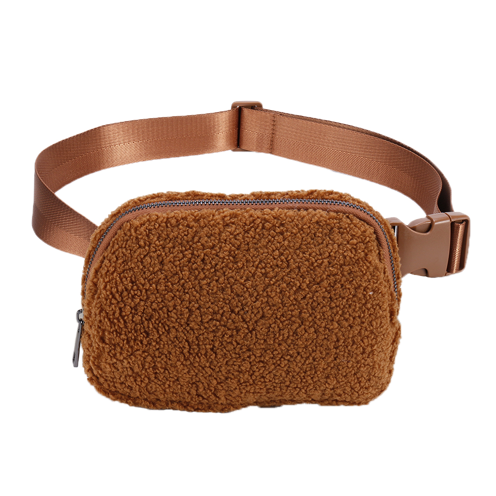 Multi-Pockets Zipper Fanny Pack Solid Color Casual Chest Bags Outdoor Sports Small Crossbody Unisex Plush Portable Waist Bag
