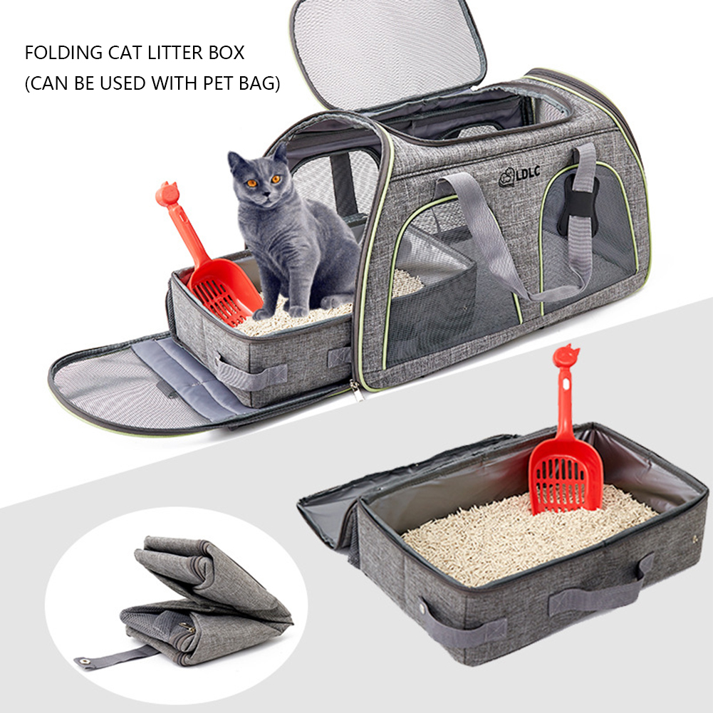 Portable Folding Travel Pet Litter Box Dog Toilet Tray with Shovel Cat Litter Potty Waterproof Outdoor Reusable Cat Litter Box