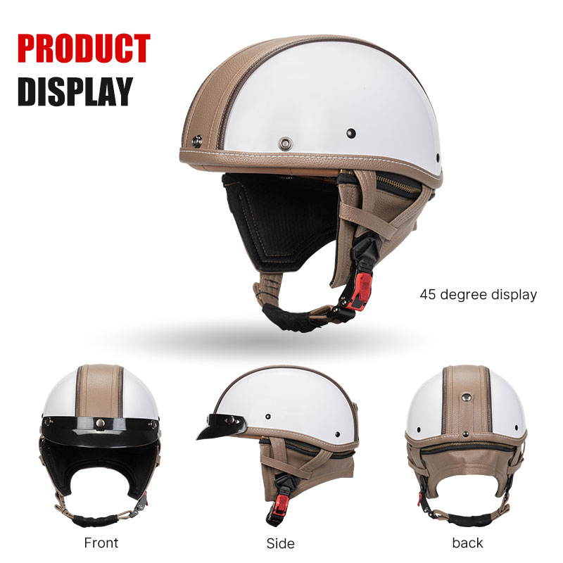 Motorcycle Half Helmet ABS Vintage 1/2 Half Face Helmet Casco Moto Low Profile Motocross Helmets Open Face Helmet DOT Approved