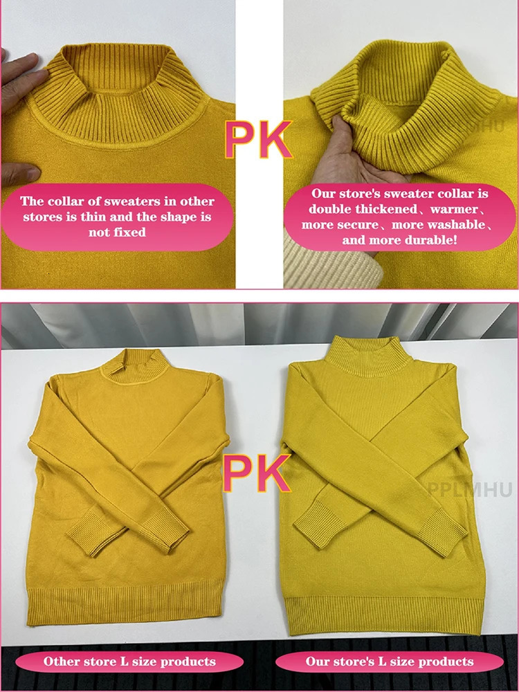 Half neck sweater winter ultra-thin thick knitted jumper womens soft knitted pull-out casual plush lining warm Maltese top 241113
