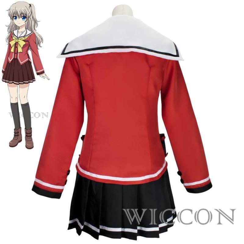 Charlotte Nao Anime Tomori Cosplay Costume Wig Loli Red School Uniform Halloween Stage Performance Carnival Party Role Play ddmysmile Suit Smile