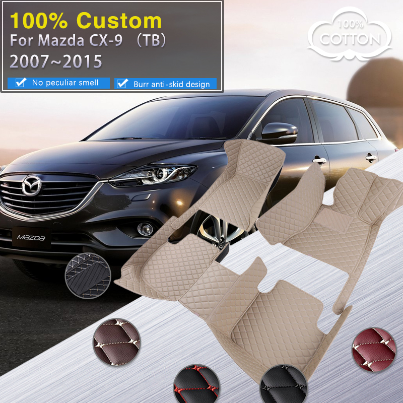 LHD Floor Mats For Mazda CX-9 CX9 CX 9 TB 2007~2015 Rug Carpet Anti Dirty Pads Leather Auto Mat Interior Parts Car