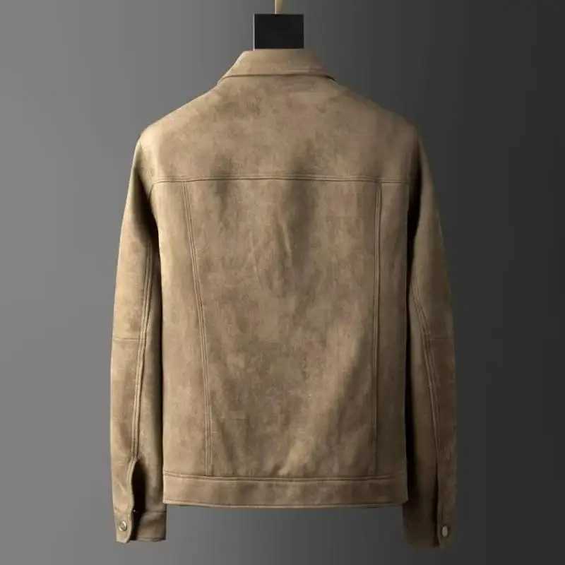 High Quality New Spring/Autumn Casual Jacket Mens Flip Collar Slim Fit Style Deer Skin Fce Jacket M Retro Jacket T241112