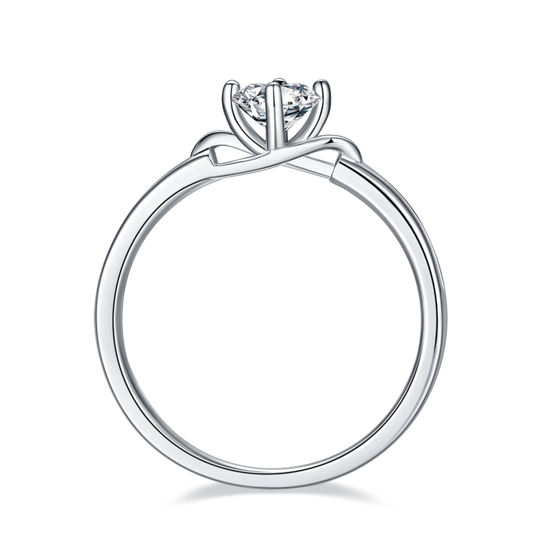 Arm Bow Twisted LUSTER S Sier Plated Platinum Moissanite Dia Women's Ring 50 Points D-Class Gift for Women smile