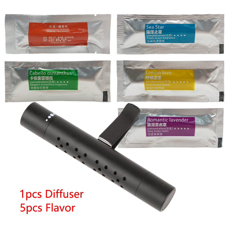 Air Outlet Aromatherapy Clip with 5 Aroma Sticks Car Air Freshener Car Outlet Perfume Solid Perfume Diffuser 8 Kinds Flavor