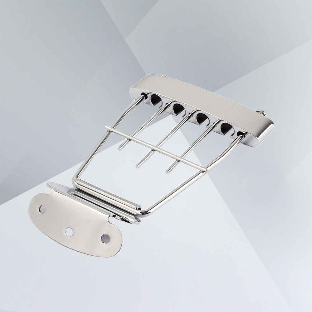 Plated Tailpiece Chrome Trapeze Adjustable ddmysmile Guitar Tailpiec Bridge With Screws For Archtop Jazz Bass Guitar 15Mm Spacing Smile