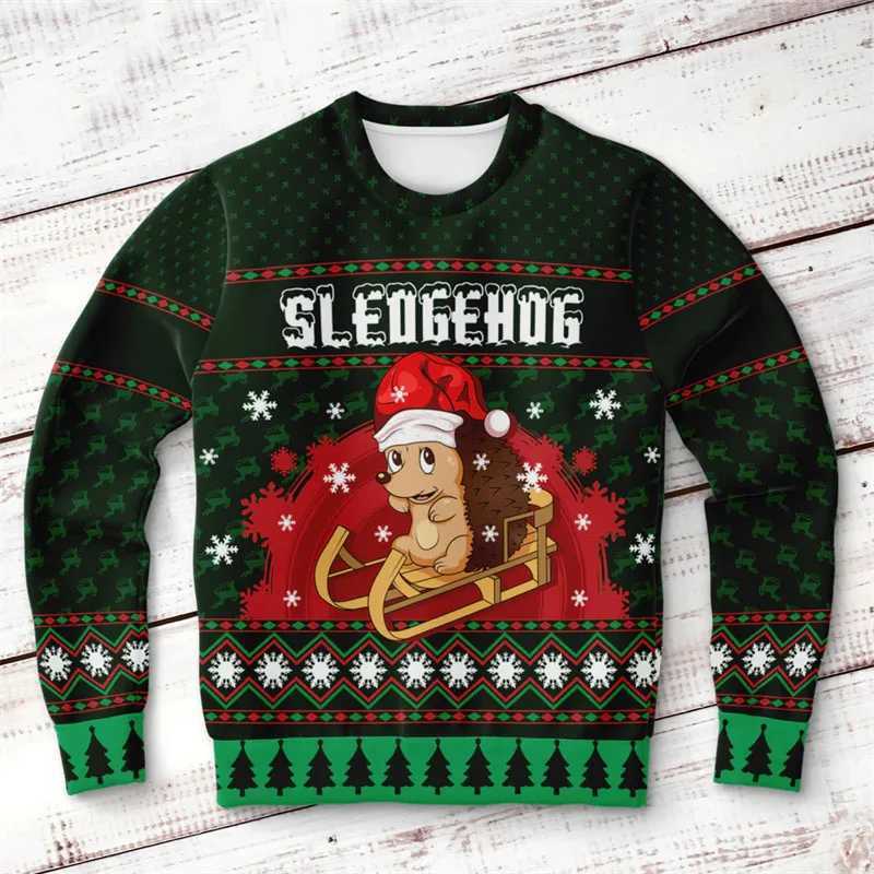 Men Women Ugly Sweatshirt Christmas Clothing 3D Printed Crewneck Sweatshirts Elk Gingerbread Snowman Pattern Trend Hoodies LX241113