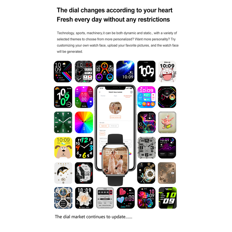 Smart Amoled Large Watch Screen 1.75inch Bluetooth Call Waterproof IP68 Voice Assistant Custom Dials Women Man Smartwatch 2024 smile