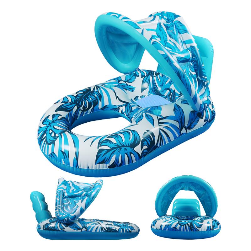 Foldable Inflatable Floating Row Summer PVC Swimming Pool Air Mattresses Water Float Bed Lounger Chair Hammock with Cup Holder