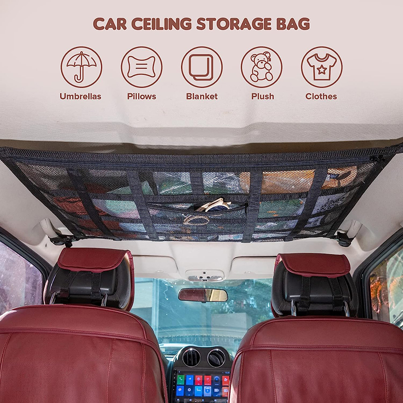 Car Cargo 31.5"X21.6" Ceiling Net Pocket Storage Net Double-Layer Mesh Car Roof Storage Organizer Truck SUV Ddmysmile Travel ddmysmile Campi