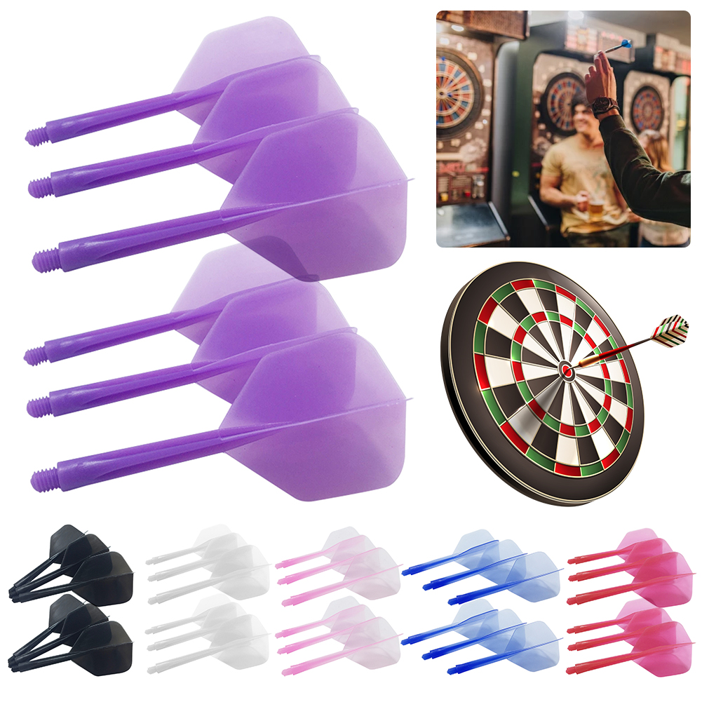 6Pcs Integrated Dart Shaft and Flights Anti-Fall Integrated Dart Flights and Shafts Durable 2BA Screw In-one Dart Flight Plastic