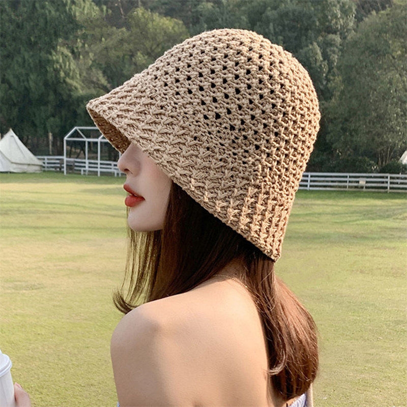 Brim Summer Wide Fisherman Hat Women Foldable Sunshade Visors Fisherman Cap Female Adjustable Outdoor Sports Bucket Panama Cap smile