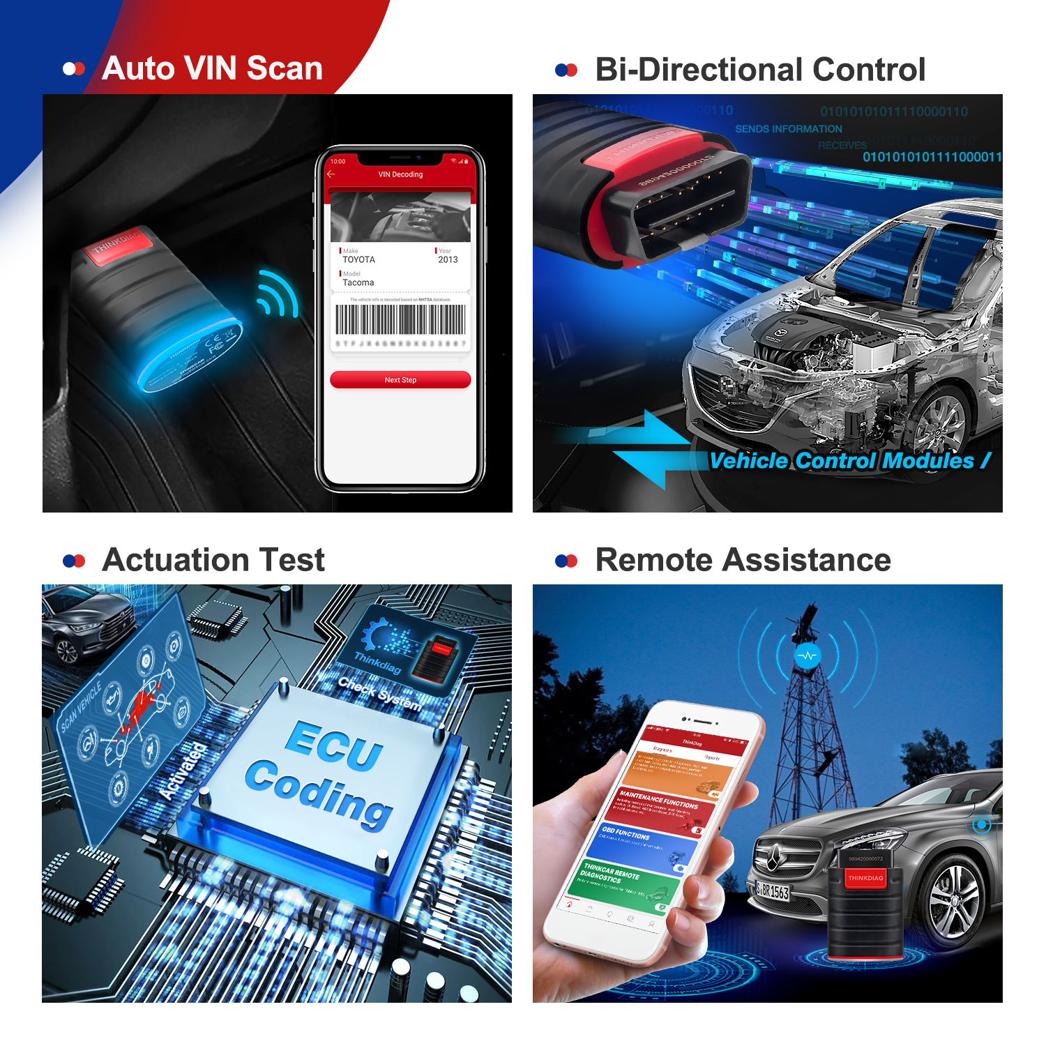 2023 New Thinkdiag Thinkcar ECU Coding All Software 1 Year Car OBD2 Scanner BT Code Reader More 15 Reset Service PK Easydiag