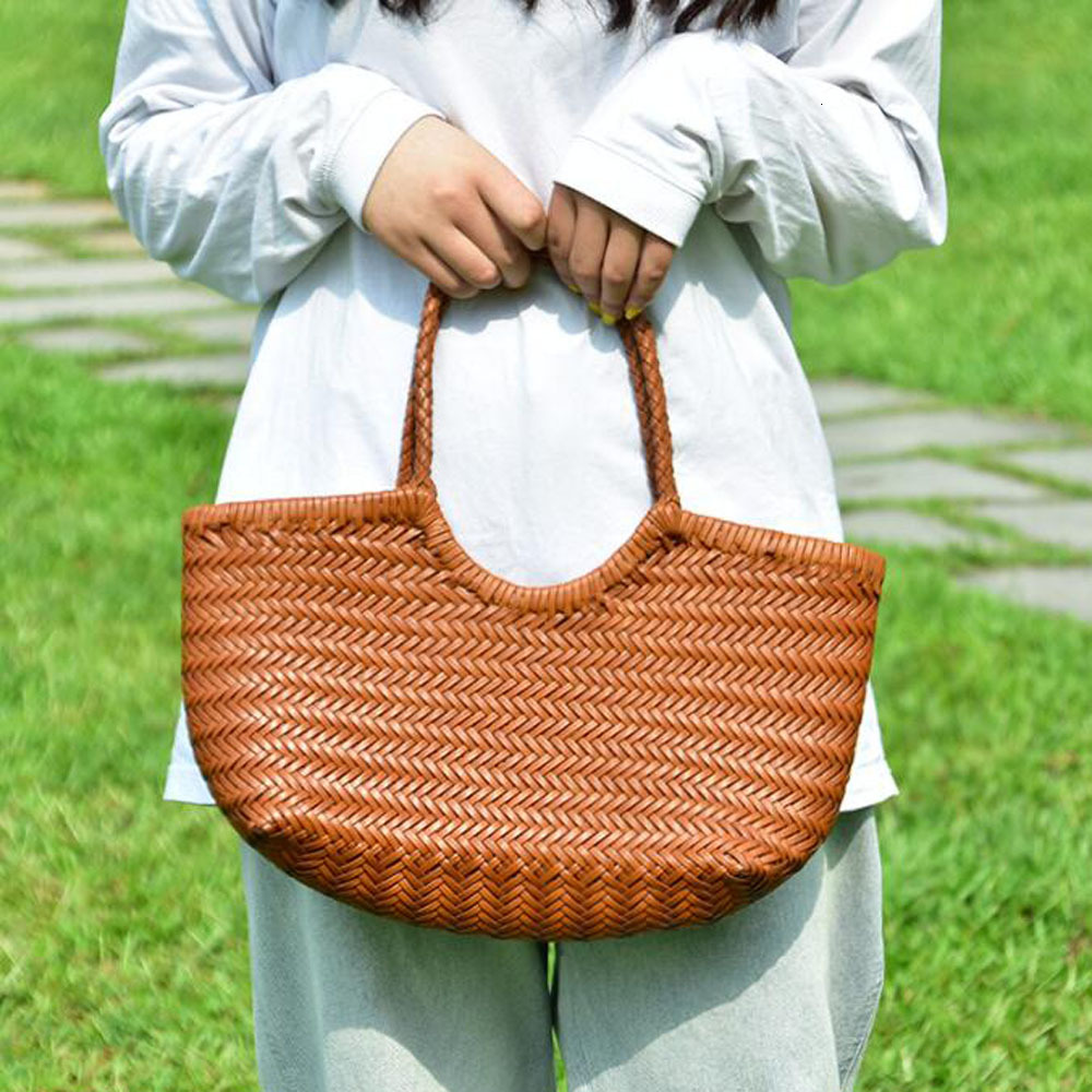 Fashion Handbags Woman Cow Second Layer Split Leather Weave Shopping Basket Tote Purse Handle Bags Split Leather Zipper BagVoyage