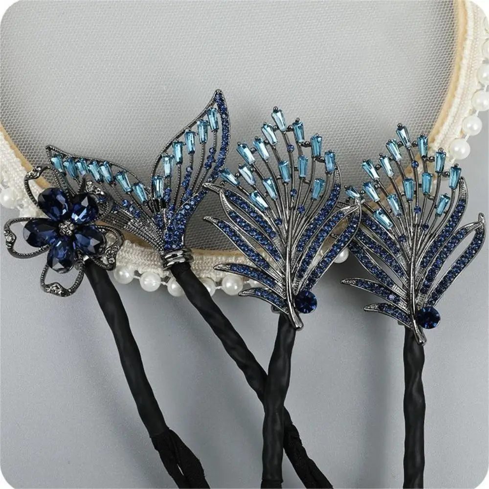 Rhinestone Flower Hair Clip Lazy Hair Curler Hair Bun Maker Whale Tail Bundle Hair Tie Hair Twist Maker Women Hair Styling Tool
