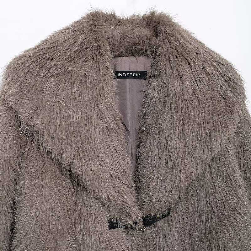 shanshi fur coat women Women's winter temperament lapel faux fur warm jacket