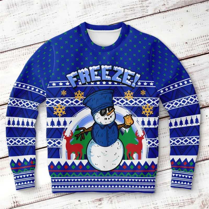 Men Women Ugly Sweatshirt Christmas Clothing 3D Printed Crewneck Sweatshirts Elk Gingerbread Snowman Pattern Trend Hoodies LX241113