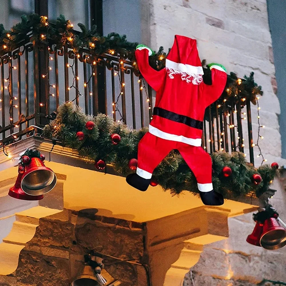 Christmas decoration Hanging Santa Claus plush suit climbing window balcony roof Chimney Holiday Decorations 241108