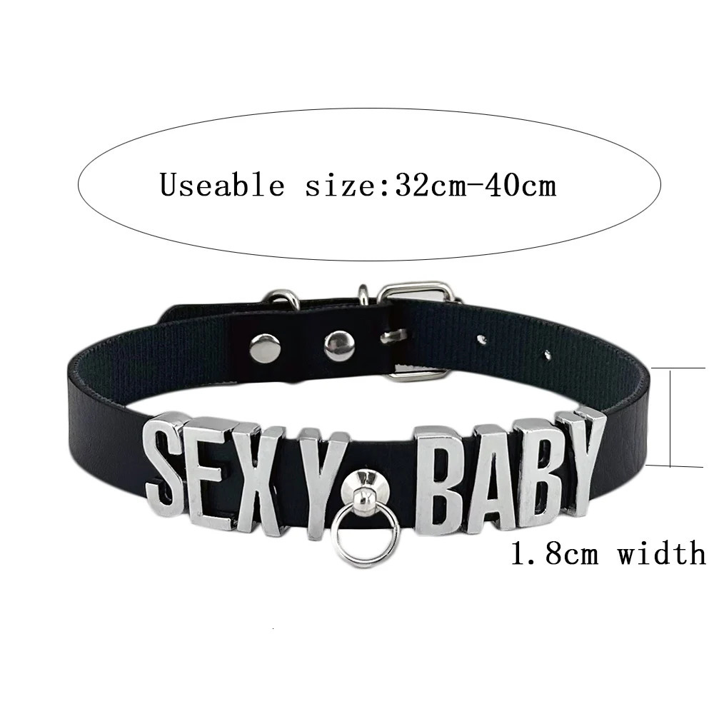 Women Girls Pu Leather Sexy Daddy Name Collar Punk O-Ring Buckled Custom Letter Necklace Choker Kawalii Jewelry 241113