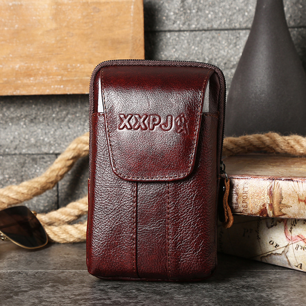 Pure Color Men Fanny Waist Bag Classic Creative Delicate Design Chic Cowhide Leather Mobile Phone Purse Belt Bum Pouch