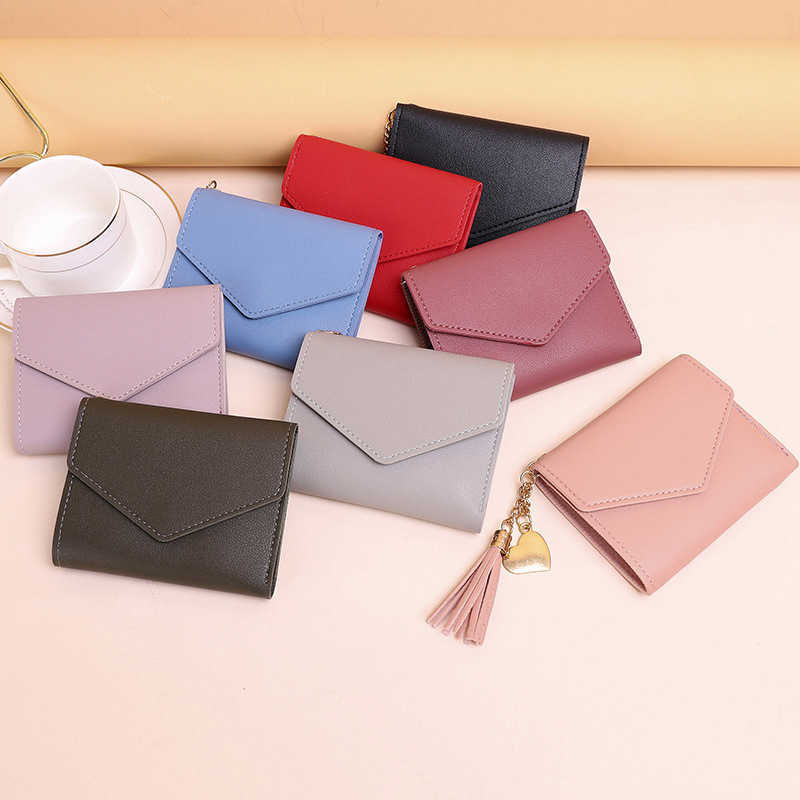 New Type Wallet Women's Multi Card Small Purse Tassel Three Fold Wallet Card Bag Zero Wallet 241113