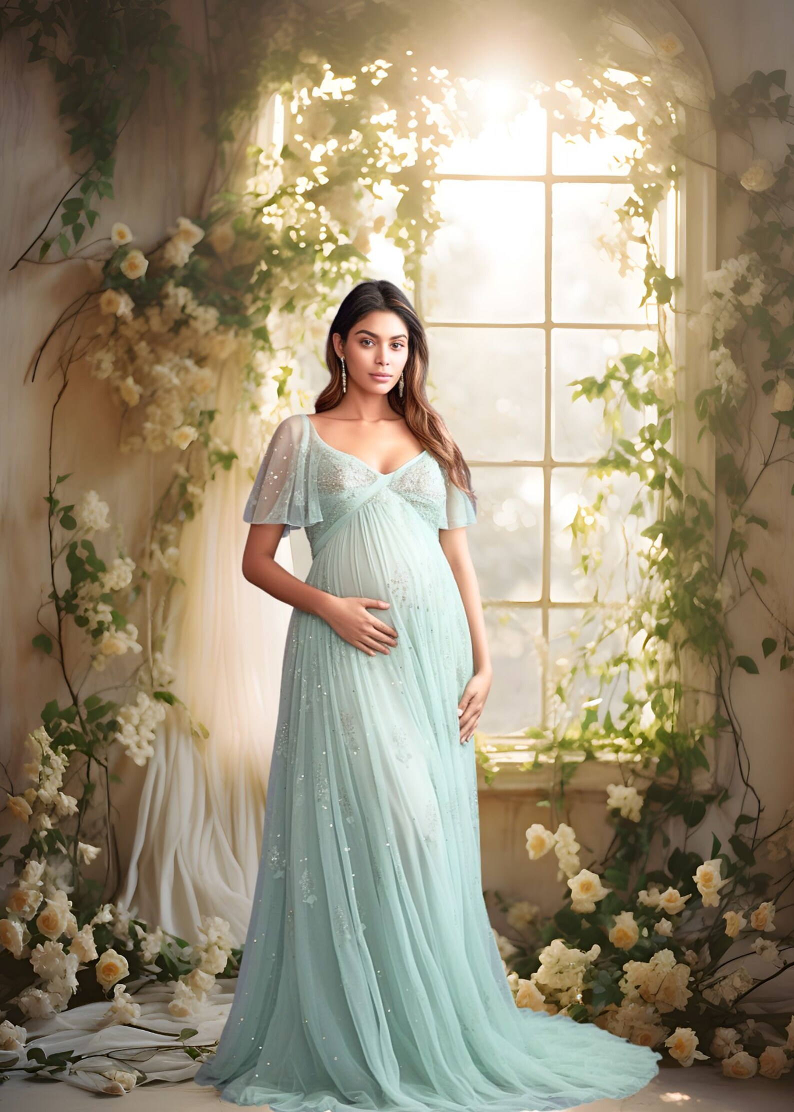 Mehofond Photography Background Spring Retro Window Floral Adult Birthday Wedding Maternity Portrait Decor Backdrop Photo Studio