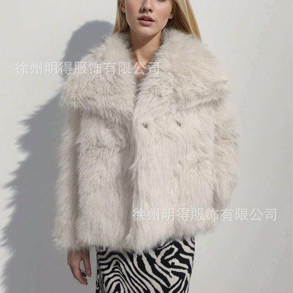 shanshi fur coat women Big collar coat elegant long sleeved autumn and winter warm jacket faux fur coat